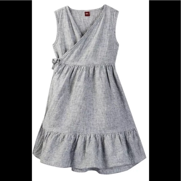 Girls Tea Collection Chambray Wrap Dress NWT - Picture 1 of 3